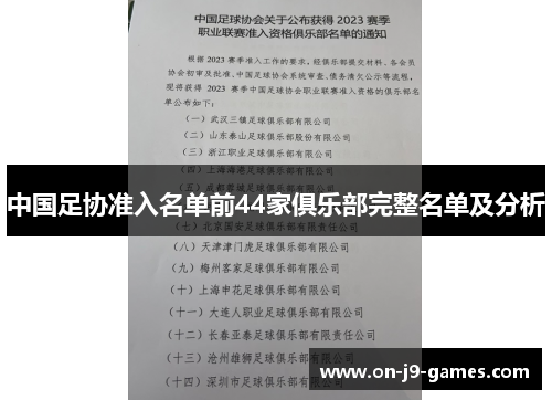 中国足协准入名单前44家俱乐部完整名单及分析